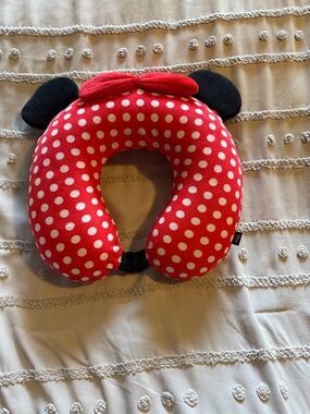 Disney Red Polka Dot Kids Travel Neck Pillow with Bow and Ears
